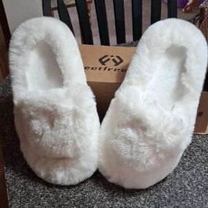 Cozy White Furry Slippers